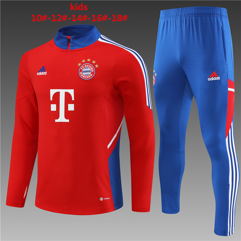 Kids Bayern Munich 22/23 Tracksuit - Red/Blue